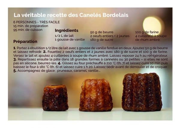 carte postale recette canelé de bordeaux