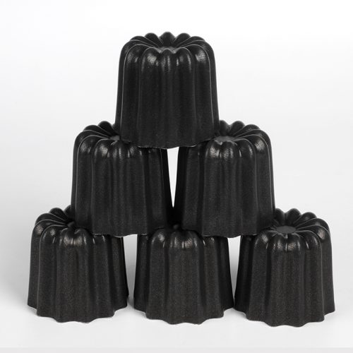 Lot de 6 moules à canelés en aluminium noir