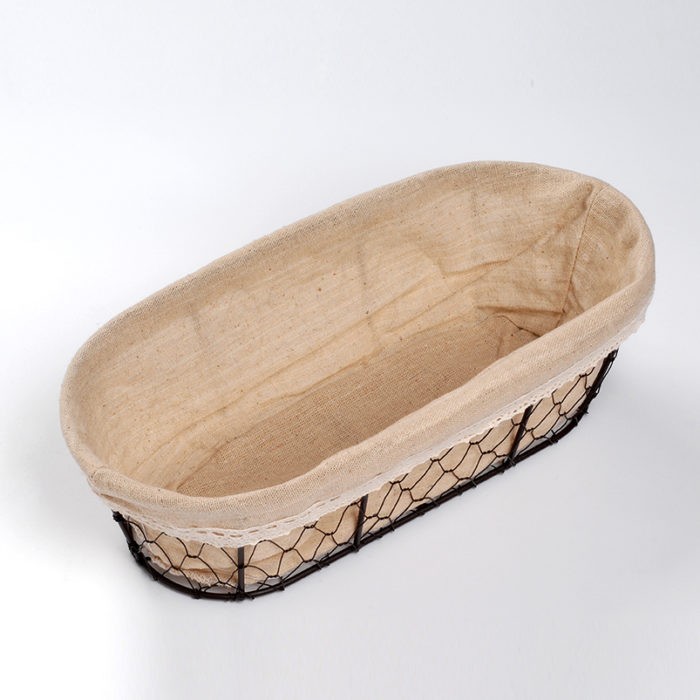 Corbeille en métal et tissu beige (2 formats) – Image 2