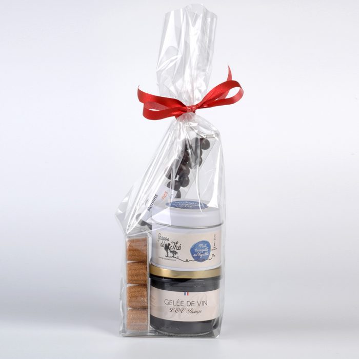 Cadeaux gourmands en sachet "Gourmandises & Grappe de Thé"