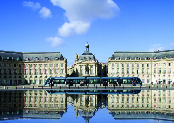 Poster Bordeaux "Place de la Bourse et Miroir d'eau" en couleur 59 x 42cm