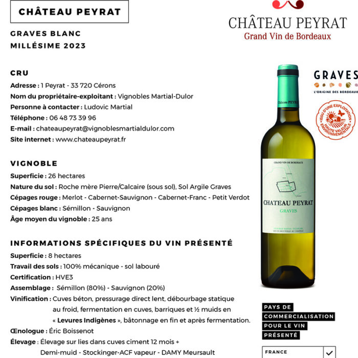 Château Peyrat blanc, Graves 2023 – Image 3